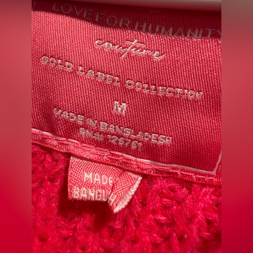Love For Humanity Bright Pink Half Zip Knit Sweater Size M - Picture 7 of 9